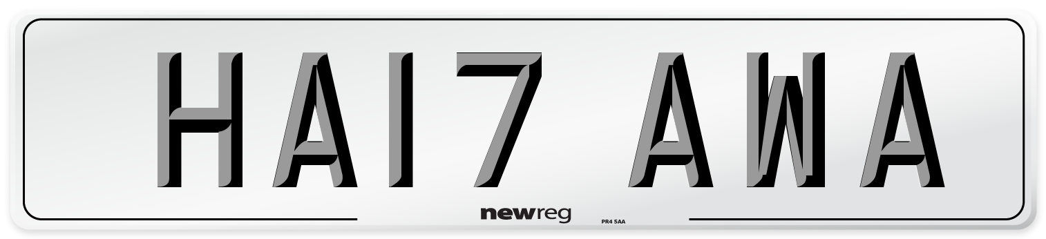 HA17 AWA Number Plate from New Reg